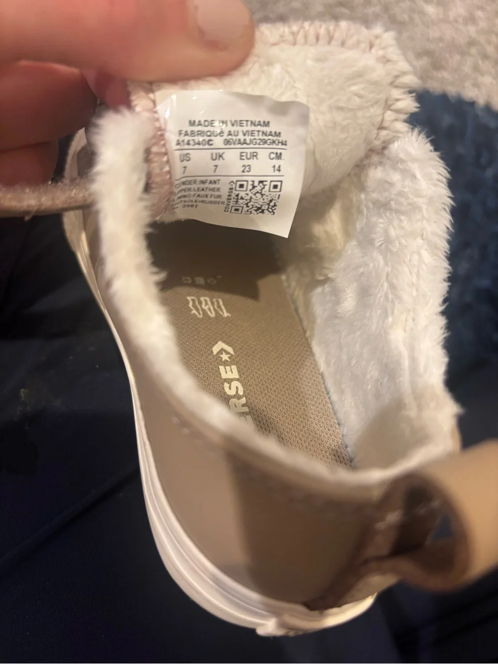 Converse Kids' Tan Faux-Fur Velcro Sneakers